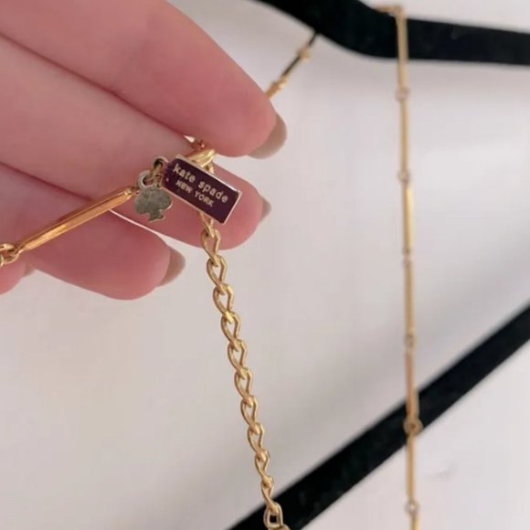 Kate Spade black cream Twinkle Lights long Statement Pendant Necklace nwot - Picture 9 of 9